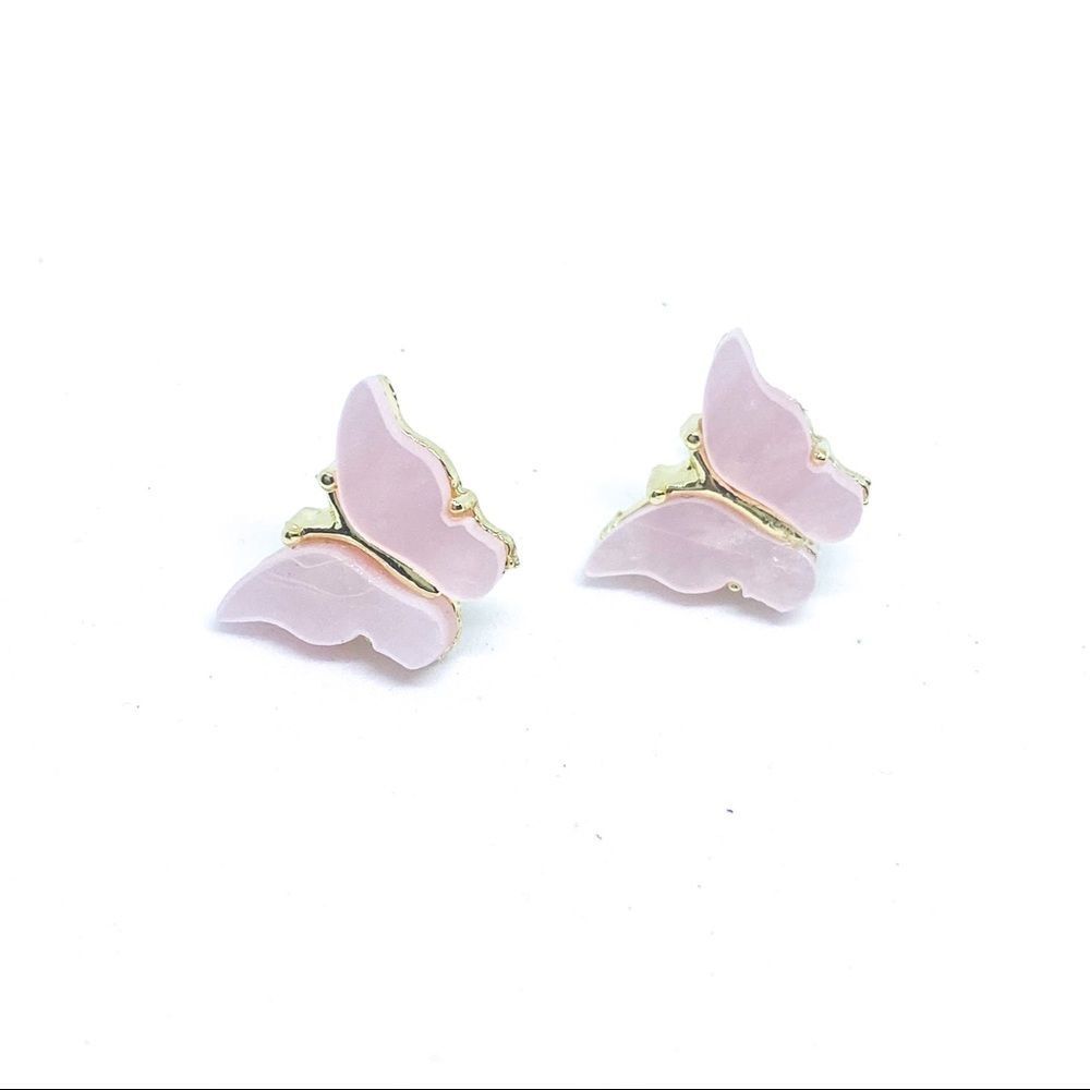 NWT Blush Gold Butterfly 925 Silver Post Earring